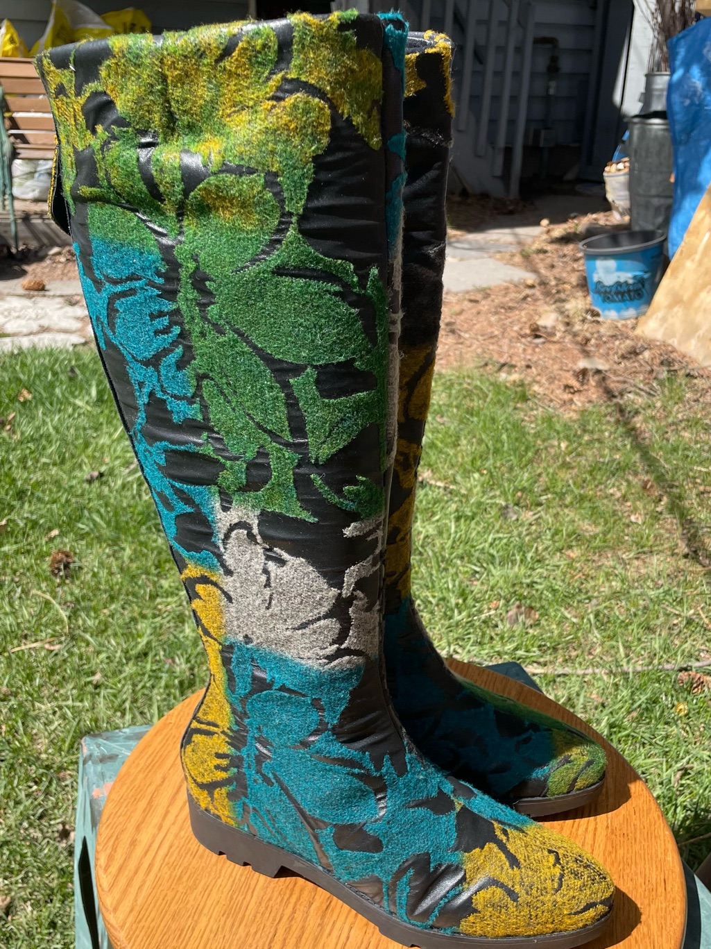 Papucei Leather And Textile Knee High Boot